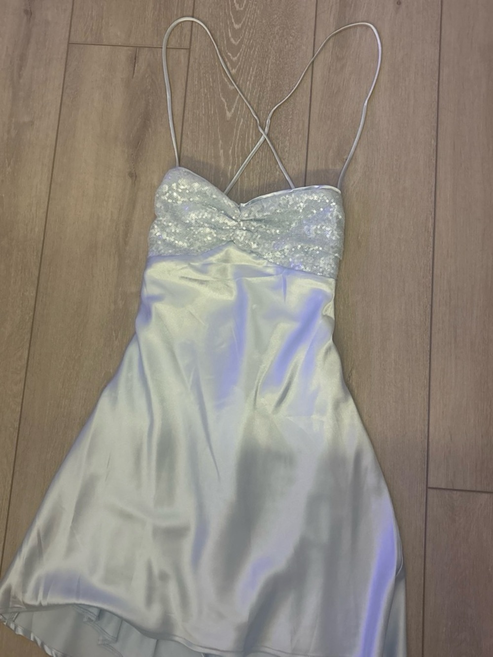 Lucy in the Sky Ivory Sequin Bust Satin Slip Dress